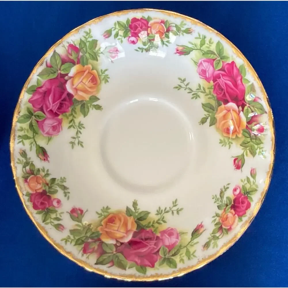 VTG Royal Albert Old Country Roses 1962 Tea Coffee Saucer Set of 4 England - Picture 10 of 16